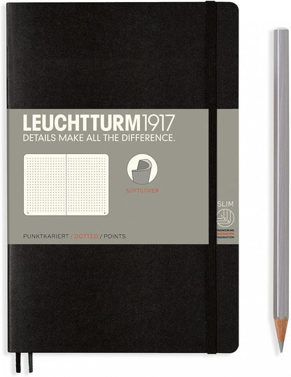 LEUCHTTURM1917 - Notebook Softcover Paperback B6+ - 123 Numbered Pages for Writing and Journaling (Ruled, Rising Sun)