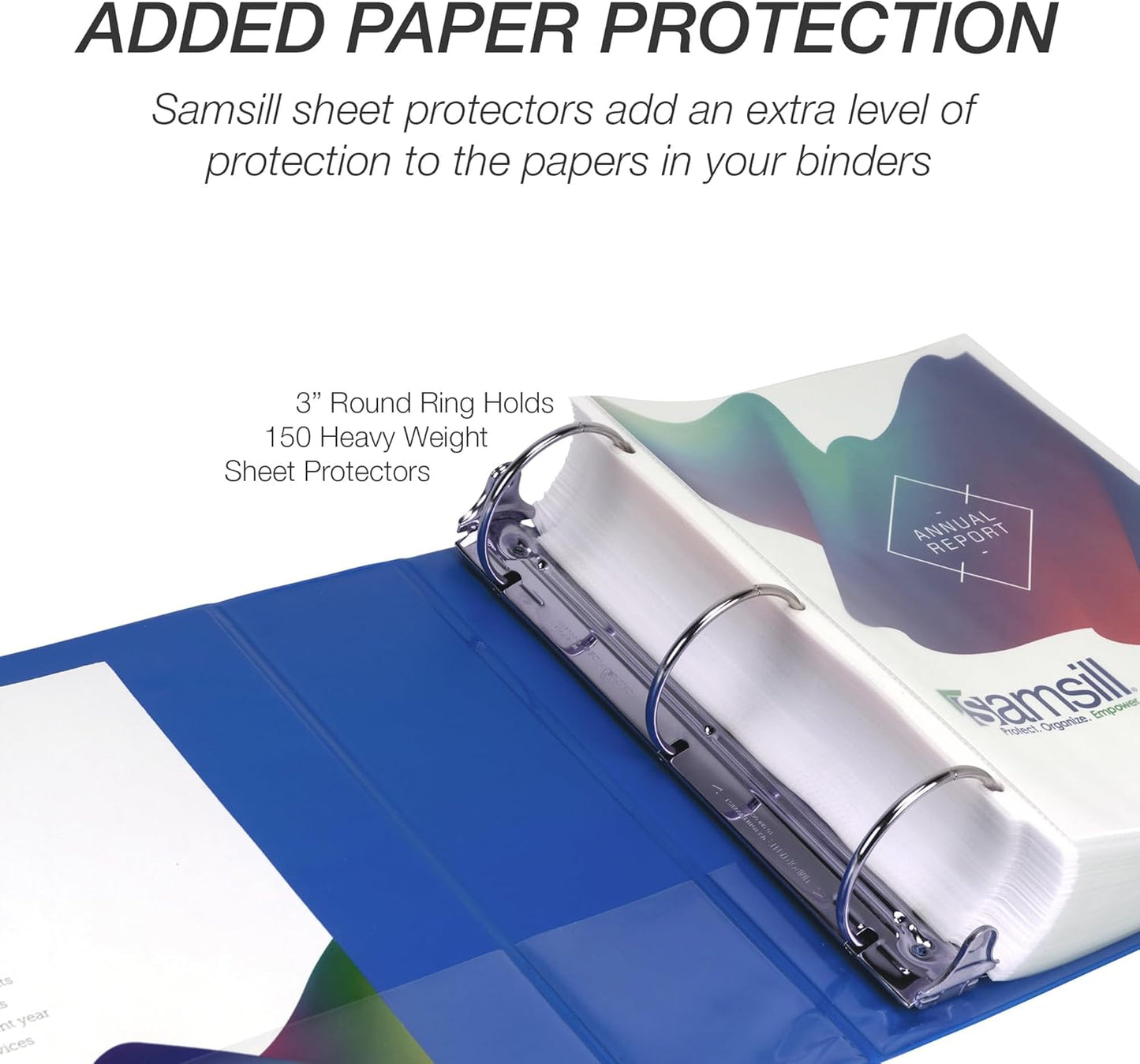 Samsill 1.5 Inch 3 Ring Binders, Economy Round Ring, Clear View Cover, 325 Sheet Capacity - for School, Home, Office - White, 4 Pack