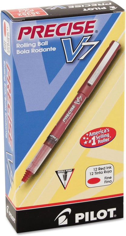 PILOT Precise V7 Stick Liquid Ink Rolling Ball Stick Pens, Fine Point (0.7mm) Black Ink, 12-Pack (35346)
