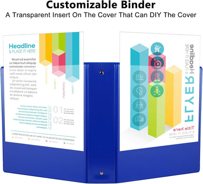 CIXILDTS 1-Inch Round Ring Binders, Standard 3 Ring Binder Fit Letter Size Paper, Presentation View Binders, 6 Packs, Assorted