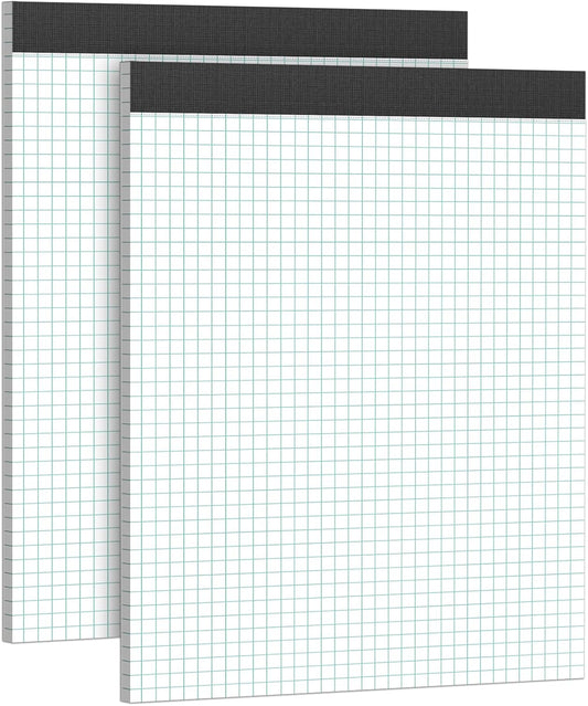 AILZFEI Graph Paper Notebook 8.5 x 11 Grid Paper Pad Quad Ruled, 2 Pack, 30 Sheets per Pad, White, 4x4 (4 Squares per inch), Easy-Tear Perforations, 8.5"x11" Quad Ruled Grid Paper Pad