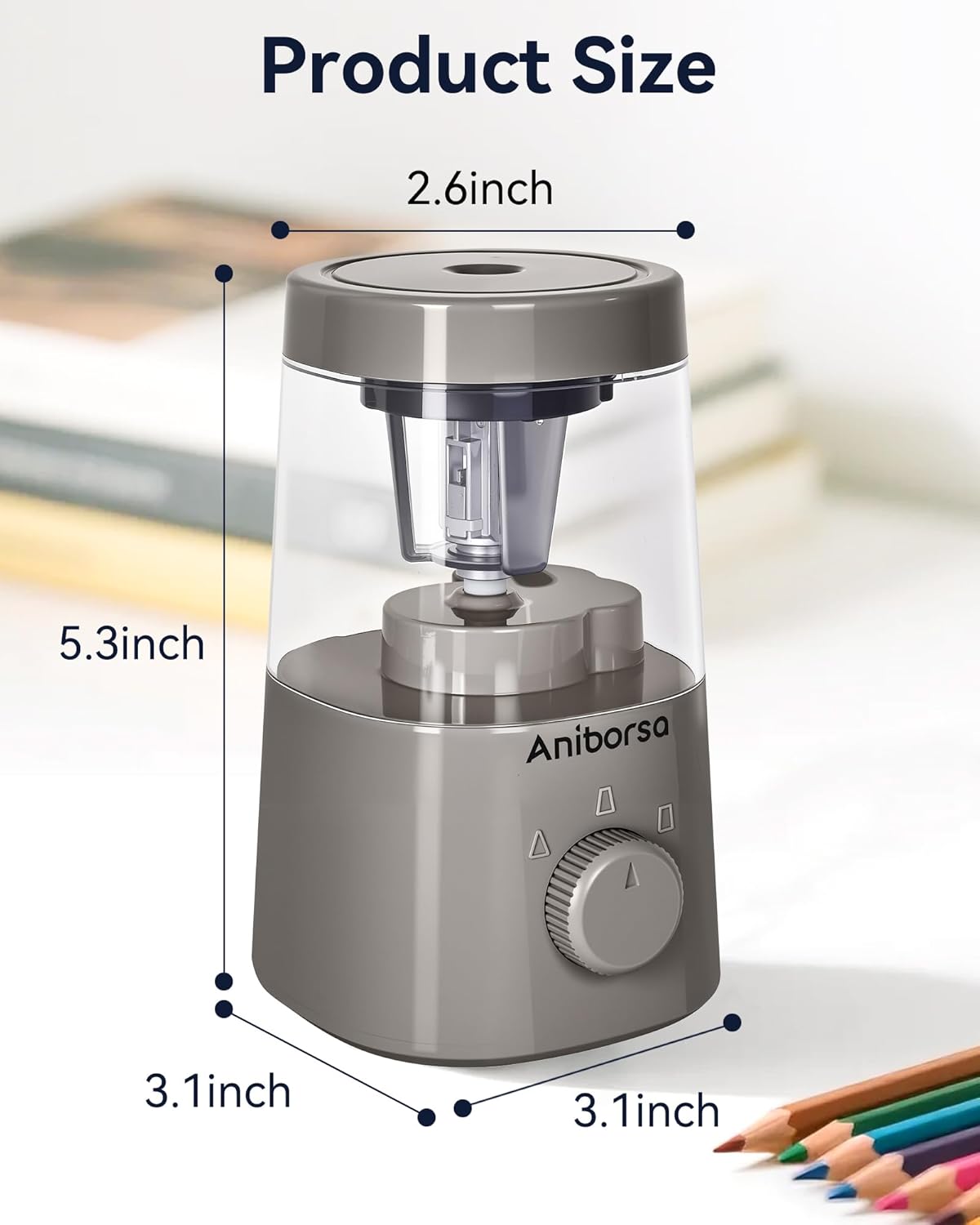 Electric Pencil Sharpener, Helical Blade Automatic Pencil Sharpener, Battery/USB Cord Operated Adjustable Sharpness for 6-8 mm Pencil, Classroom, School, Office, Home, Black
