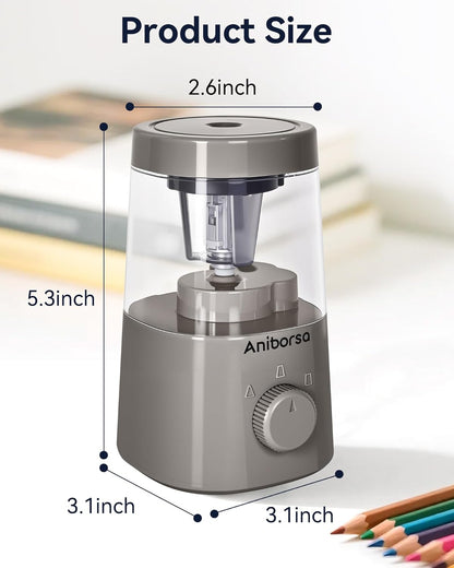 Electric Pencil Sharpener, Helical Blade Automatic Pencil Sharpener, Battery/USB Cord Operated Adjustable Sharpness for 6-8 mm Pencil, Classroom, School, Office, Home, Black