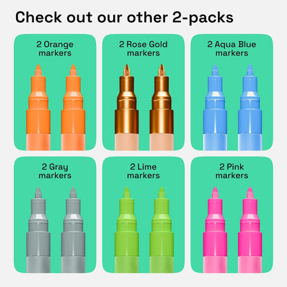 ARTISTRO 2 Gold Acrylic Paint Markers - 0.7mm Extra Fine-Tip Metallic Paint Pens - Perfect for Crafting, Art Projects, & More