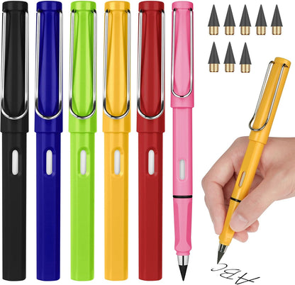 Ainiv Inkless Pencil with Eraser - 5 Sets Infinity Pencil, Reusable with Extra 5 Eraser & 5 Replaceable Nibs for Home, Office & School Writing, Drawing