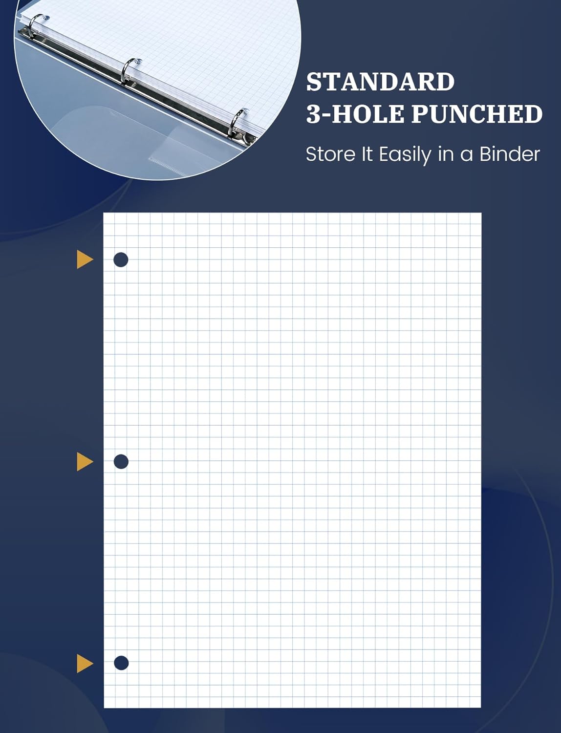 Loose Leaf Paper, 300 Sheets Filler Notebook Paper, 3-Hole Punched Binder Papers 8-1/2 x 11 In, Wide Ruled Lined Paper 8.5 x 11 for 3 Ring Binder, White, 3 Pack, 100 Sheets/Pad