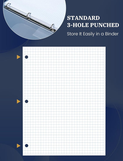 Loose Leaf Paper, 300 Sheets Filler Notebook Paper, 3-Hole Punched Binder Papers 8-1/2 x 11 In, Wide Ruled Lined Paper 8.5 x 11 for 3 Ring Binder, White, 3 Pack, 100 Sheets/Pad
