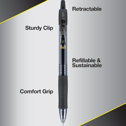 Pilot G2 Premium Gel Pens, Black Pens, Bold Point 1 mm, Tub of 48, Black