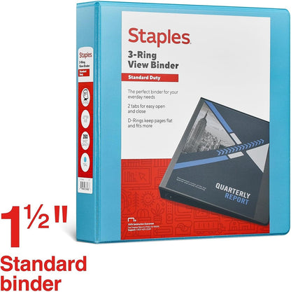 Staples Standard 2-Inch 3-Ring View Binder, Holds Up to 450 Sheets, Orange, Durable Binder for Office & School