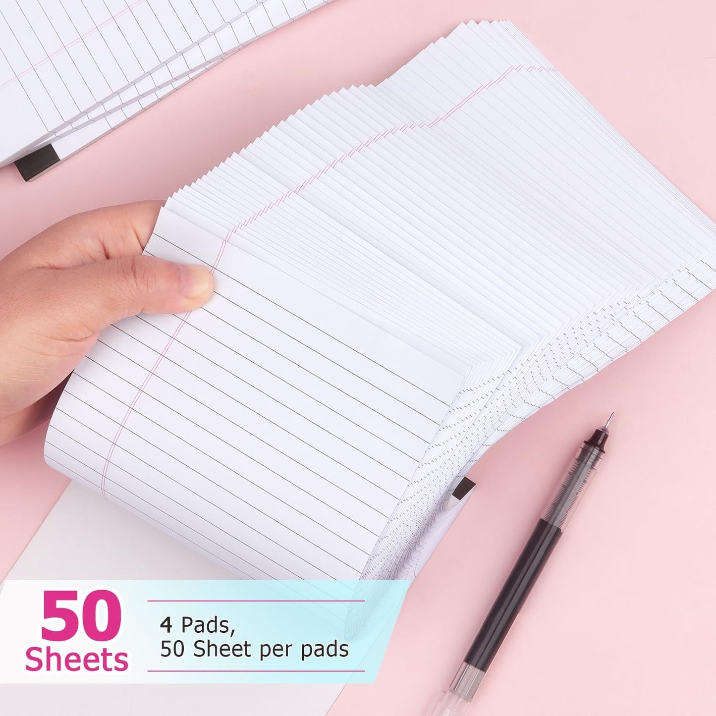 ZZTX Legal Pads Note Pads 5 x 8 Inch Lined Writing Pads, 50 Sheets Per Writing Pad, 4 Pack (Multicolor)