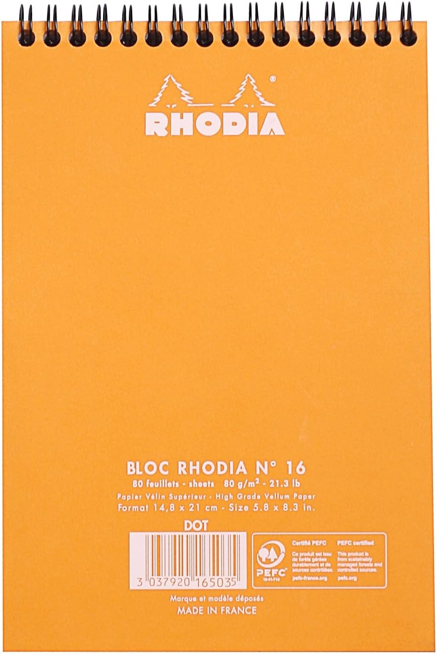 Rhodia Wirebound Pad 8.25x11.75, Lined, Orange