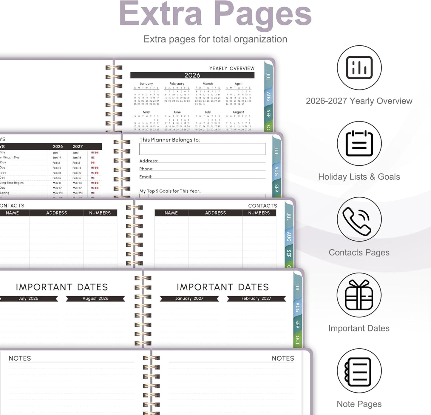 Planner 2026-2027, Weekly and Monthly Academic Year Calendar Planner, July 2026 - June 2027, Daily Agenda Book for Office School Supplies, A5(6.3'' x 8.5'')