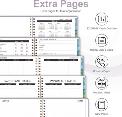 Planner 2026-2027, Weekly and Monthly Academic Year Calendar Planner, July 2026 - June 2027, Daily Agenda Book for Office School Supplies, A5(6.3'' x 8.5'')