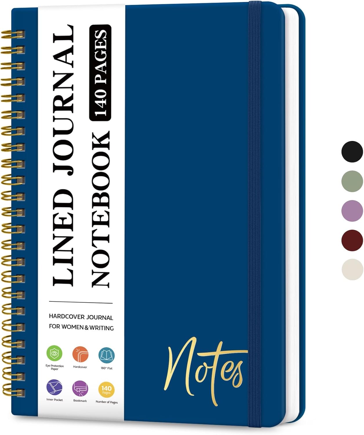 ZOTIA Lined Spiral Journal Notebook for Women, A5 College Ruled Journals for Writing, Hardcover Notebooks for Work, Note taking and Office School Supplies,140 Pages - Yellow
