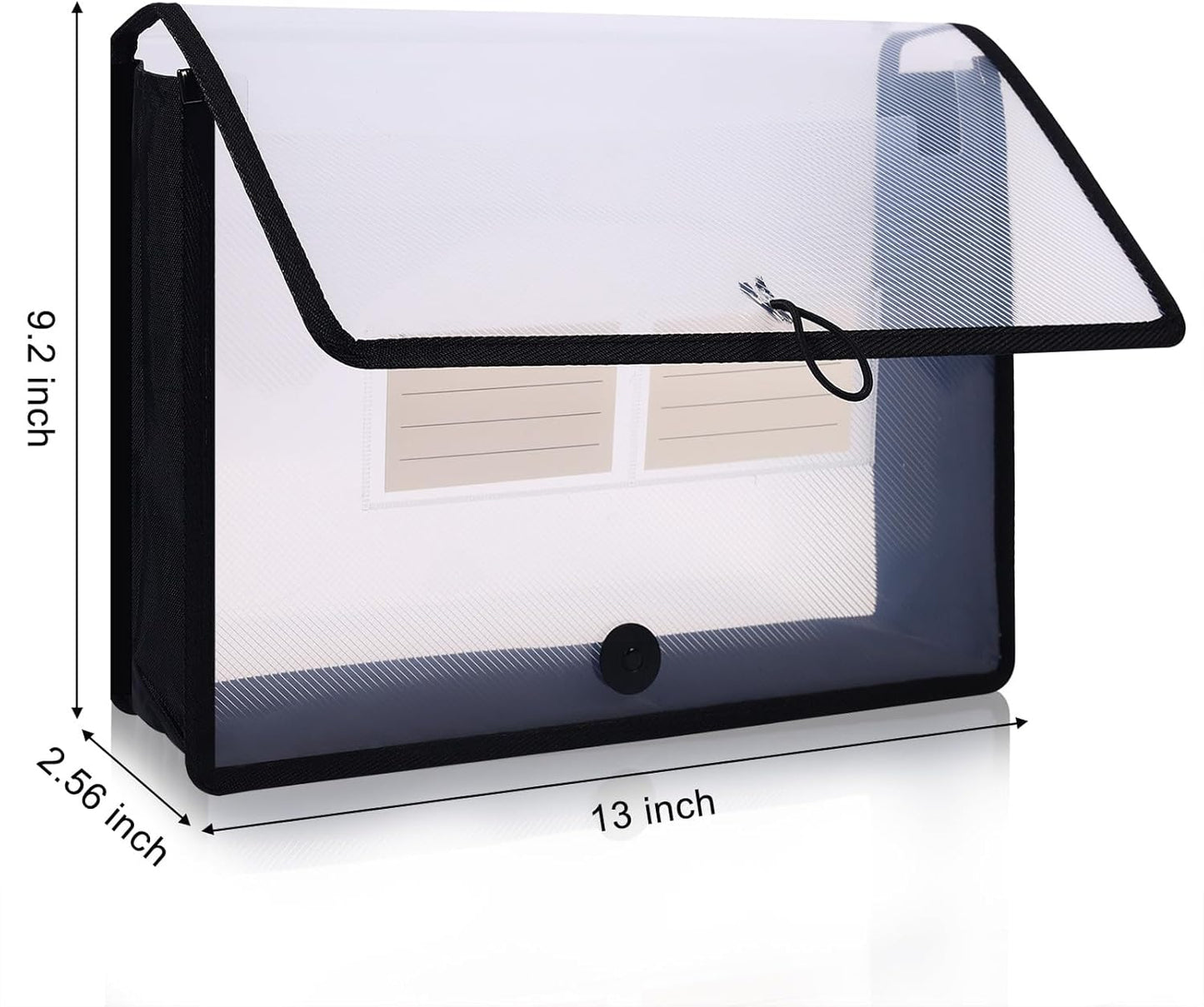 Eco-Friendly Plastic File Folders, Expanding Poly File Wallet, Transparent Expandable Envelope Organizer Document Folder with Elastic Band and Button Closure, with Small Two Pockets, 5 Colors
