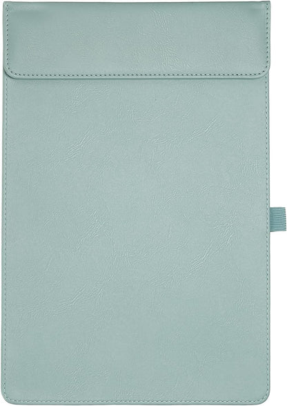 PATIKIL A4 Letter Size PU Leather Clipboard, 9.5"x13.5" Business Magnetic Padfolio with Pen Holder Organizer Office Folder Writing Board Style 2, Black