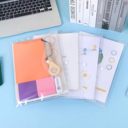 EOOUT 50pcs Plastic Envelopes with Button Snap Closure, Clear Poly Folders for Documents, Waterproof Plastic File Folder, Letter Size, A4 Size, for School and Office Supplies