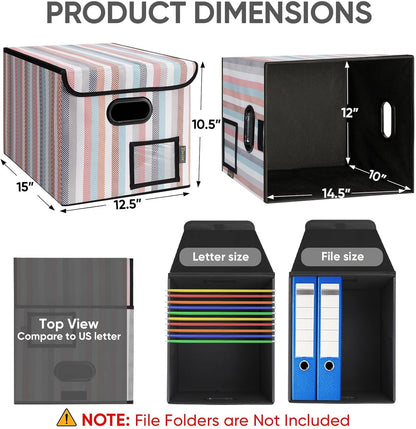 BALEINE File Organizer Box with Lid, Collapsible File Folder Organizer with Plastic Slide, Hanging File Folder Box for Office Document Storage (1 Pack, Black)