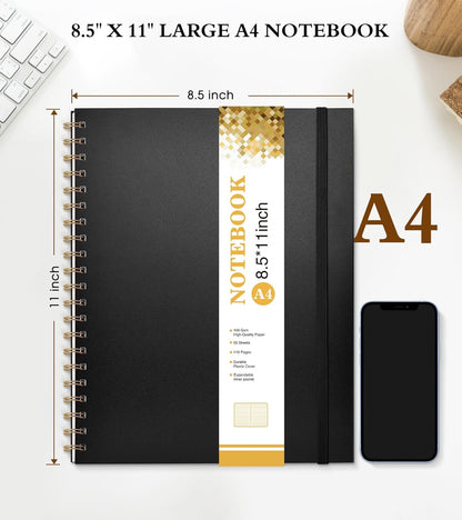 Spiral Notebook Journal 8.5” x 11”, A4 Large Pink Notebooks for Women Men, College Ruled Lined Journal, 100 GSM Paper, Plastic Hardcover Spiral Bound Journals for Work School Note Taking Business