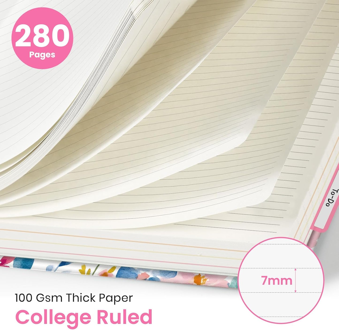 Large Lined Spiral Journal for Women Cute Hardcover 5 Subject Notebook for Work 8.5" x 11" with Removable Dividers & Tabs, College Ruled, 280 Pages Aesthetic Journal for Work, School & Note Taking, Garden of Whimsy