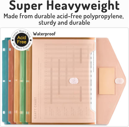 Forvencer Binder Pocket, 10 Pack Super Heavyweight Plastic Folders with Tight Closure, Binder Folders Side Loading, 3 Ring Binder Pocket, Binder Dividers with Pockets, Letter Size, Pastels Series