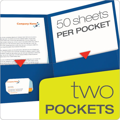 Oxford Twin-Pocket Folders, Textured Paper, Letter Size, Dark Blue, Holds 100 Sheets, Box of 25 (57538EE)