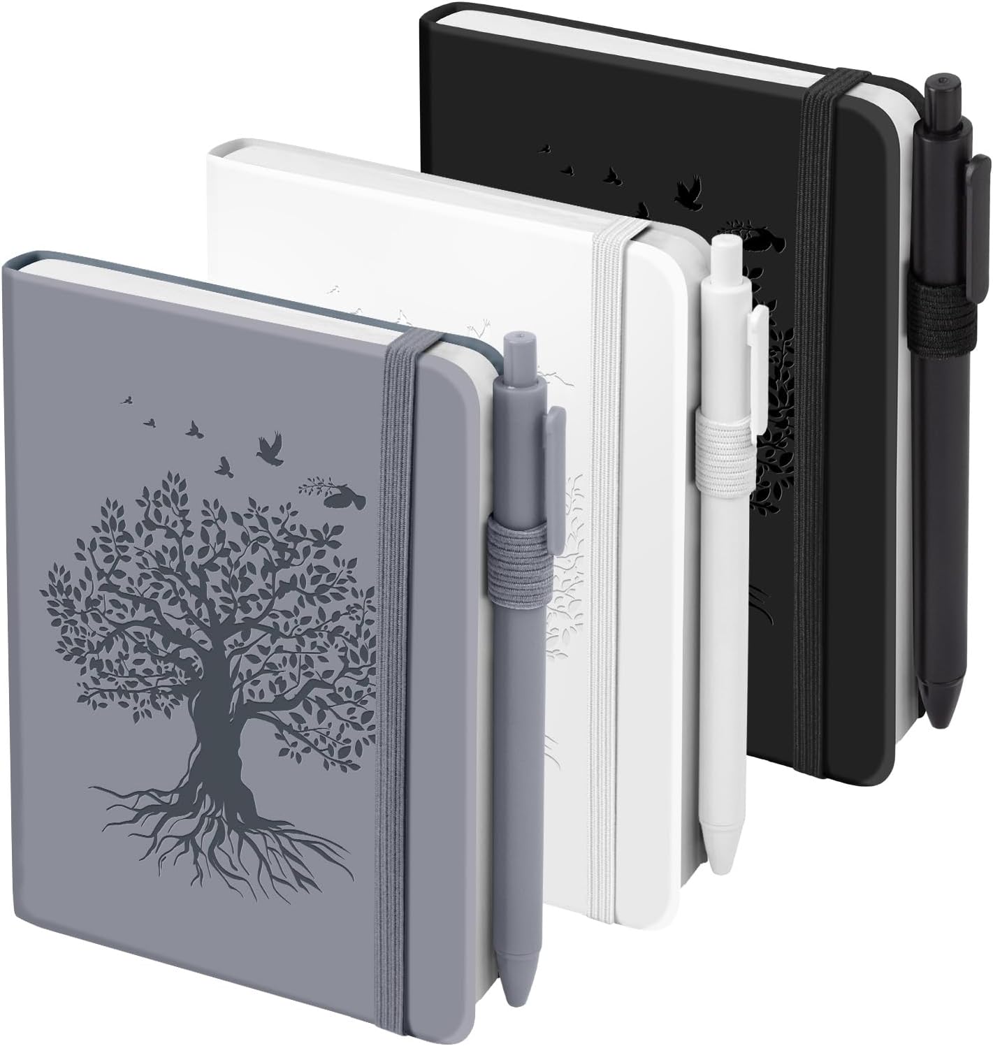 3 Pack Pocket Journaling Notebooks, A6 Small Notebook For Note Taking Journaling Notebooks Journals For Writing Mini Note Pads With Pen Holder 120 Pages 100 GSM Thick Paper(Nude, Brown, Forest Green)