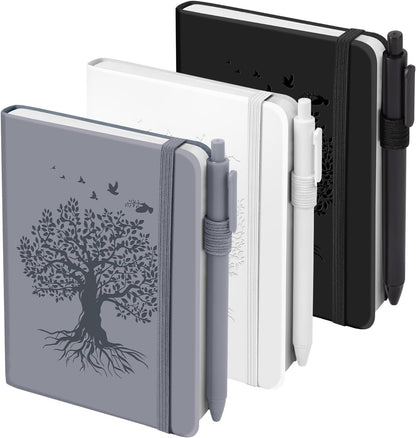 3 Pack Pocket Journaling Notebooks, A6 Small Notebook For Note Taking Journaling Notebooks Journals For Writing Mini Note Pads With Pen Holder 120 Pages 100 GSM Thick Paper(Nude, Brown, Forest Green)