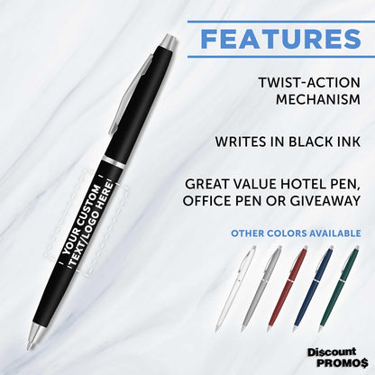 Personalized Langham Ballpoint Pens, Set of 10/50/100 by DISCOUNT PROMOS - Black Ink, Great for Office, Business, Tradeshows - Black