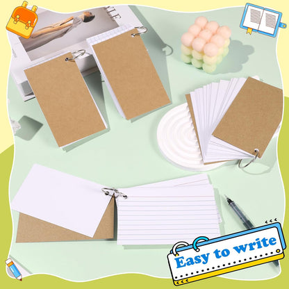 Colored Index Cards 3x5 Inch Heavyweight Flash Cards with Ring Lined Flashcards Note Cards for Studying School Supplies College, 200 Count