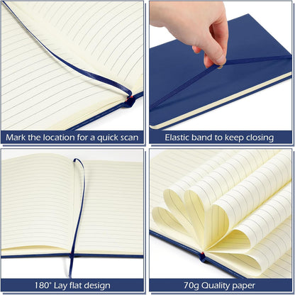 Honoson 20 Pack Lined Journal Notebooks A5 Hardcover Executive Notebook 5.5" x 8.3" PU Leather Wide Ruled Journals Bulk with Elastic Band for Home Business Office School Supplies(Black)