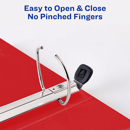 Avery Heavy-Duty View 3 Ring Binder, 3 Inch One Touch EZD Rings, 3.5 Inch Spine, 1 Red Binder (79325)