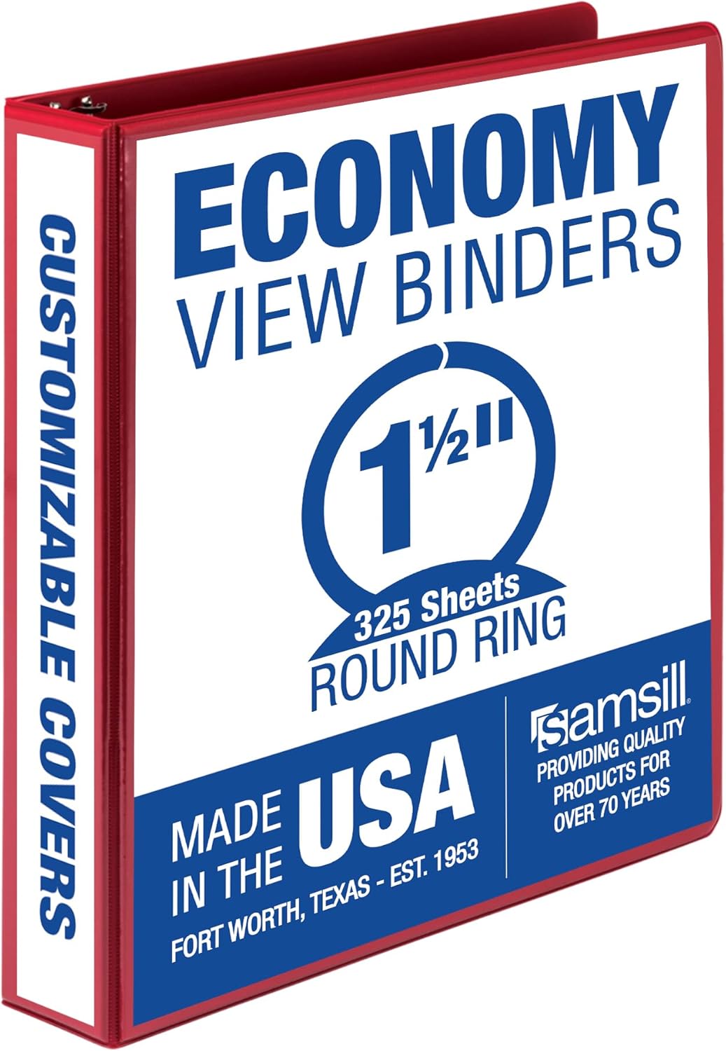 Samsill 1.5 Inch 3 Ring Binders, Economy Round Ring, Clear View Cover, 325 Sheet Capacity - for School, Home, Office - White, 4 Pack