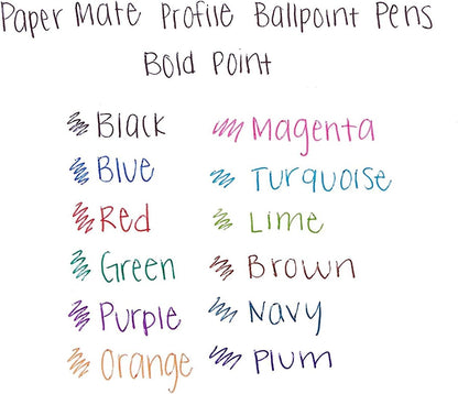 Paper Mate Profile Retractable Ballpoint Pens, 1.4mm, Bold Point, 6-Count (Black)