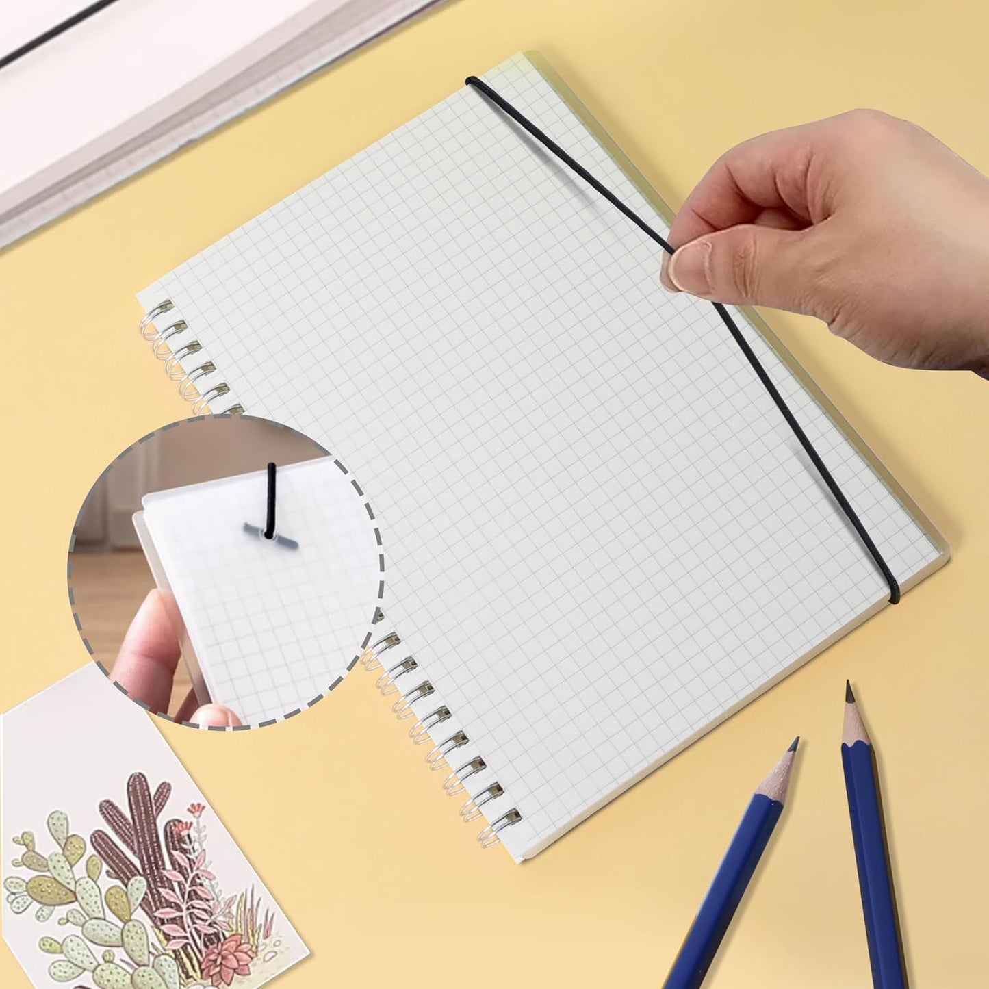 Smilo 3 Pack Spiral Notebook,A5 Graph Paper Notebook,5.7" x 8.3",80 Sheets (160 Pages),100 GSM Thick Paper,Transparent Hardcover,Journals for School,Office, Writing,Math,Engineering,Note Taking