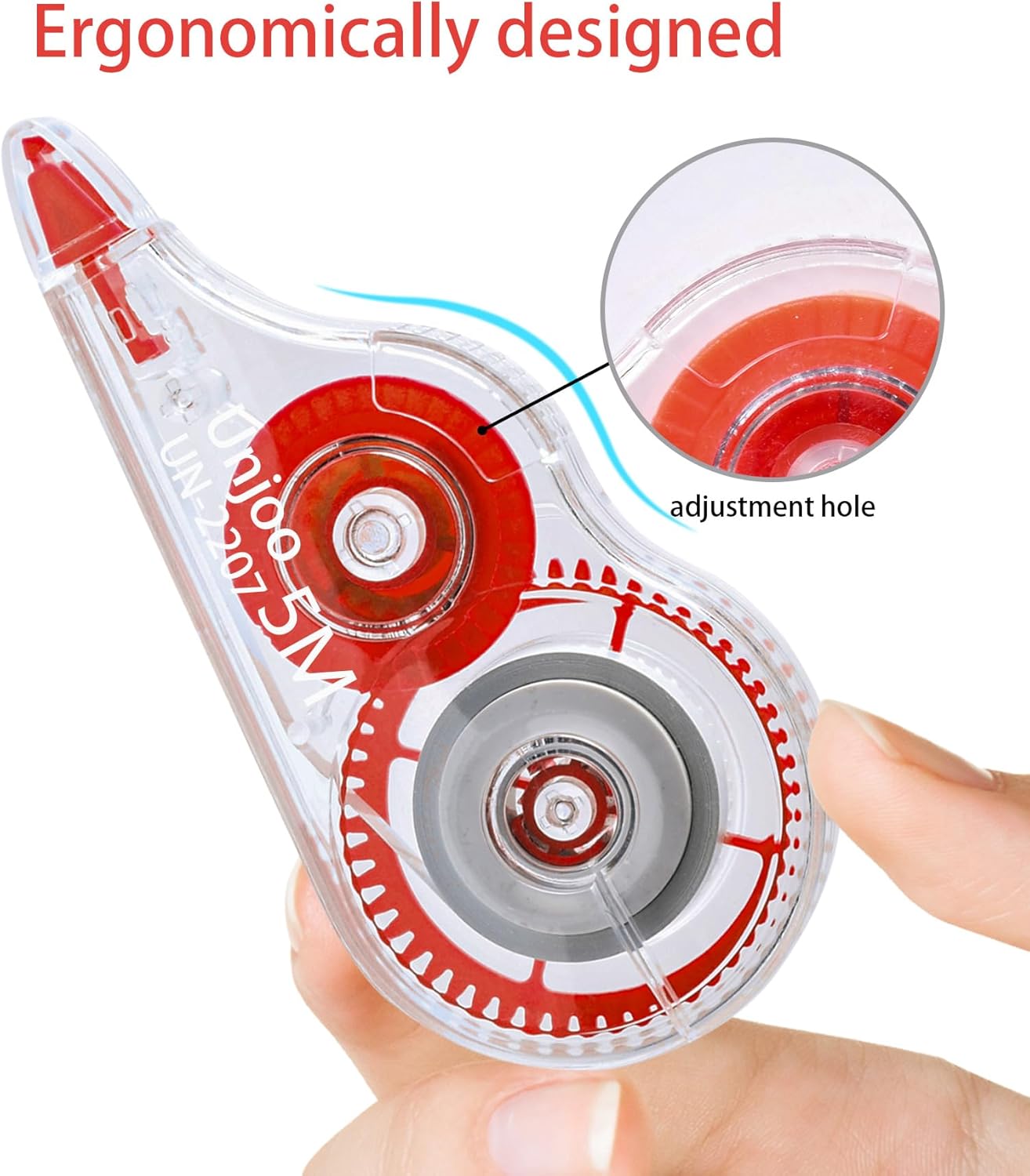 Unjoo White Correction Tape, Easy To Use Applicator for Instant Corrections Wrong Writing At Any Time, For school, Office (12pack, 5M/196" x 0.2", Black)