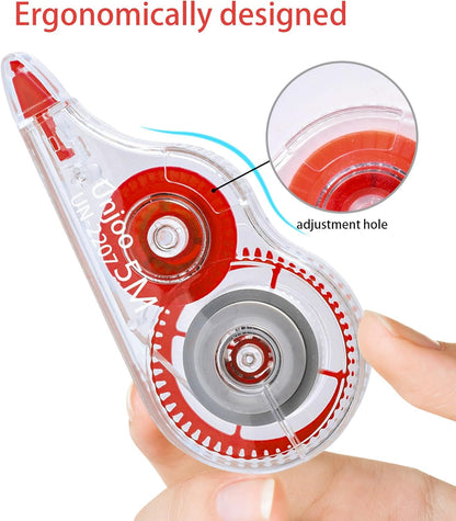 Unjoo White Correction Tape, Easy To Use Applicator for Instant Corrections Wrong Writing At Any Time, For school, Office (12pack, 5M/196" x 0.2", Black)