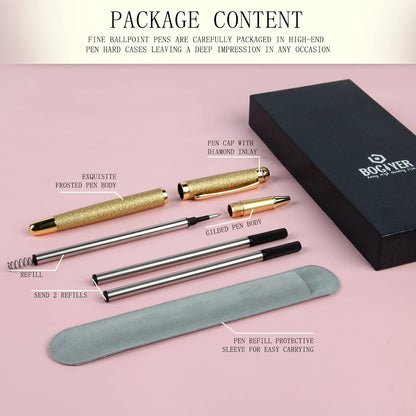Rollerball Liquid Ink Pens,Best Luxury Ball Pen Gift Set for Women,Black Ink Fancy Pen Refillable for Executive Office,Professional,pretty pens,cool pens,Nice cute Designer Pens(Purple)