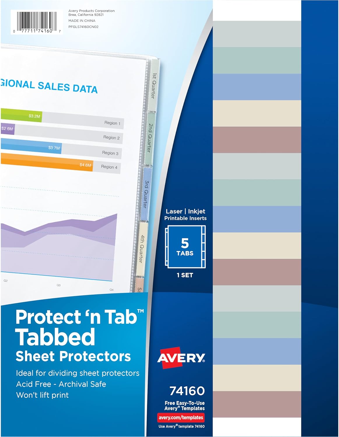 Avery Clear Protect 'n Tab Tabbed Sheet Protector Dividers, 8-Tab Set, Top Load, 8 Page Protectors (74161)