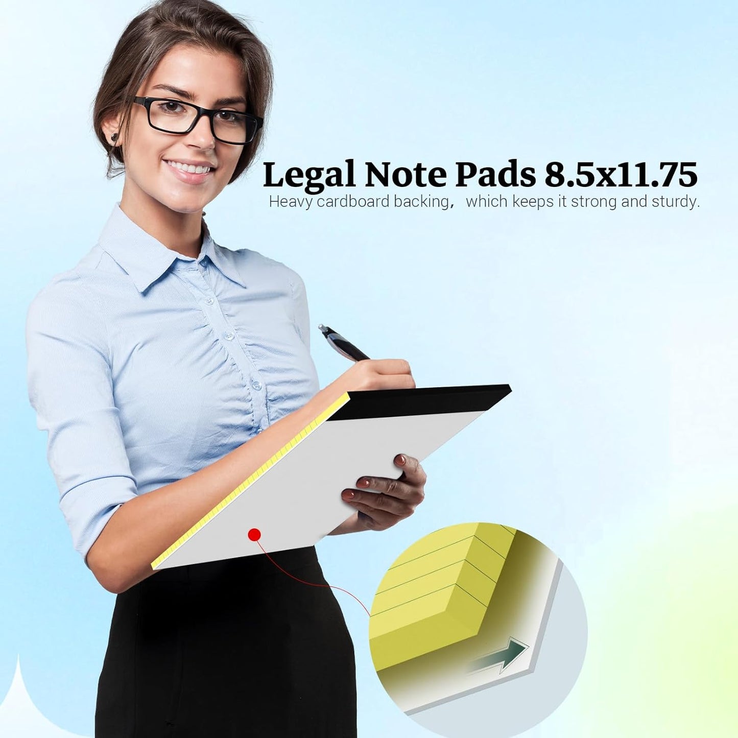 6 Pack Legal Pads 8.5 x 11 College Ruled Notepads, White Note Pads 8.5'' x 11'' Writing Pads Narrow Ruled Lined Paper Pads, 30 Sheets Per Note Pad, Legal Notepads for Work Study Daily Note Taking List