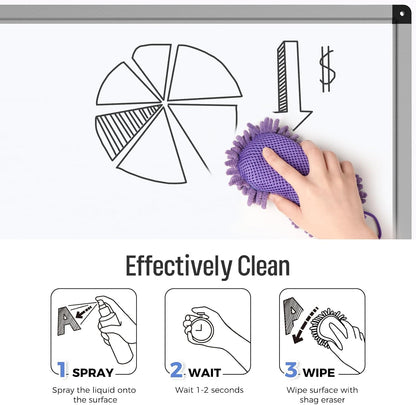 loukin Shag Dry Erase Eraser (3.4 Fl Oz Whiteboard Cleaner Included), Whiteboard Eraser with Suction Cup, Microfiber, Washable, for Classroom, Home and Office Use, Grey