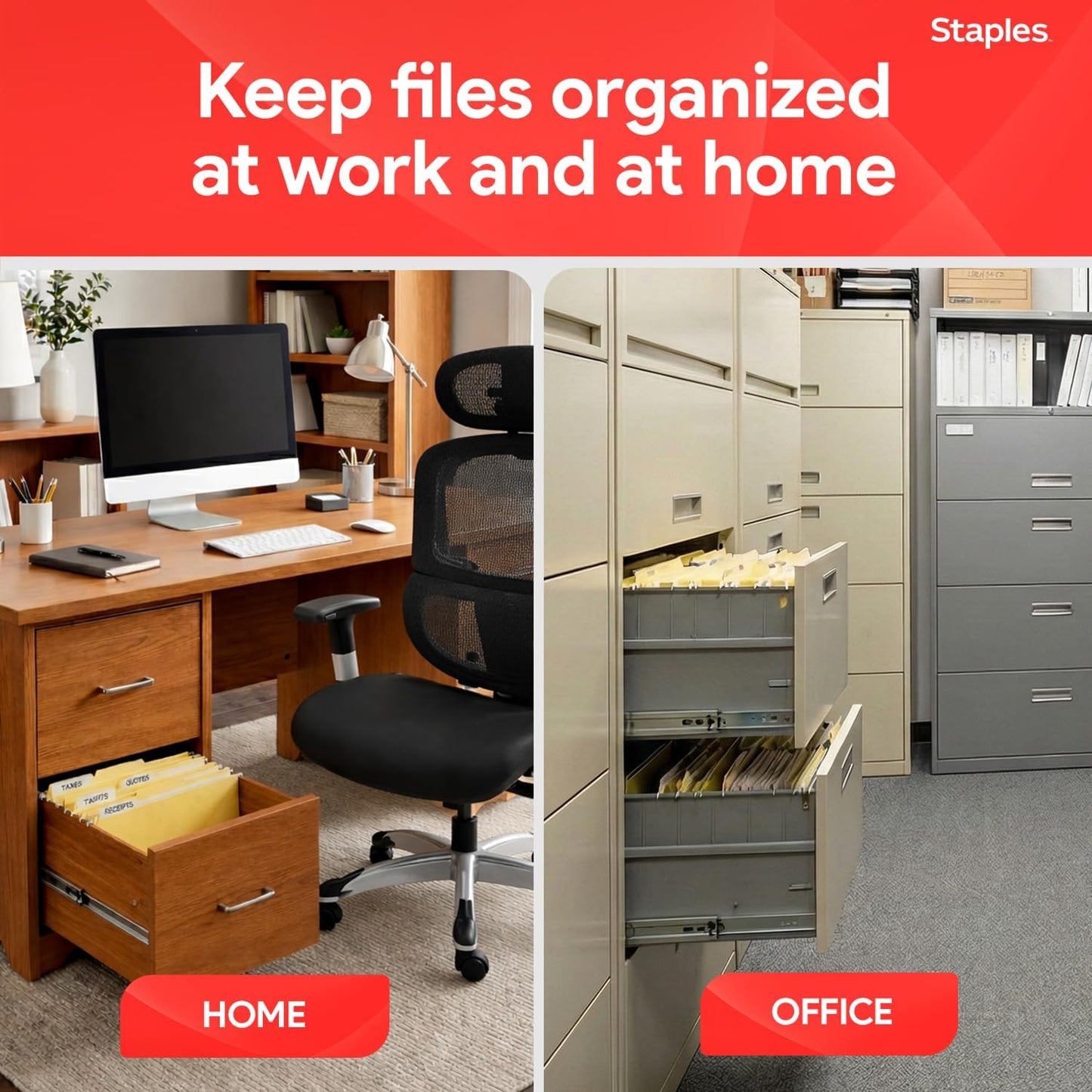 Staples Hanging File Folders, Letter Size, Blue, 5‑Tab, 1/5‑Cut Tabs, Includes Tabs & Inserts – 25/Pack