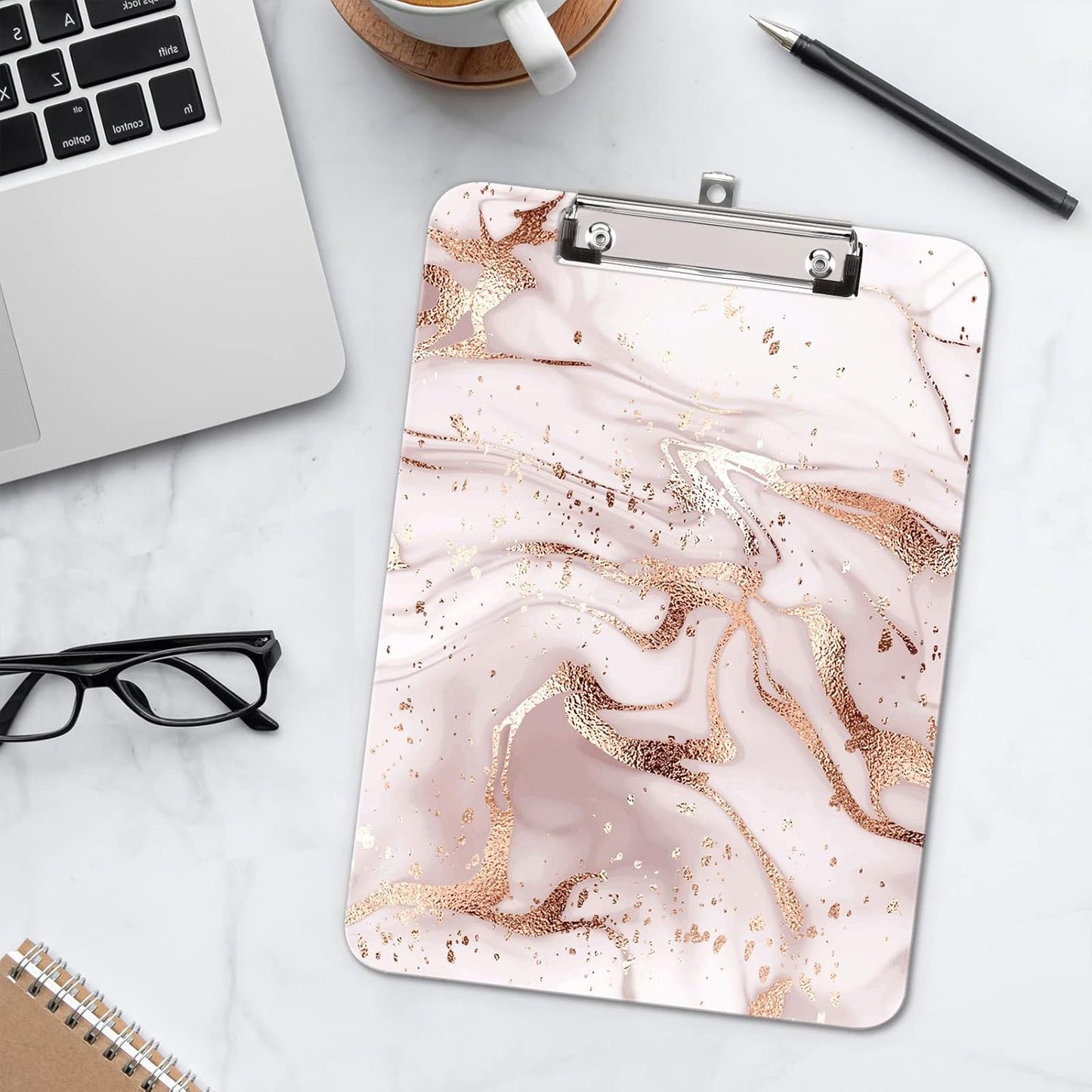 Hongri Plastic Cute Clipboard, Letter Size for Students, Teacher, Woman and Kids, Low Profile Clip, Decorative Pattern, Size 9 x 12.5 in, Dream Marble