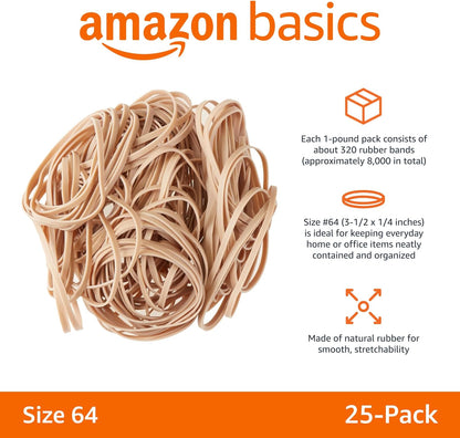 Amazon Basics Assorted Size and Color Rubber Bands, Strong Elastic Stretch Office Supplies, 0.5 lb. Variety Assortment