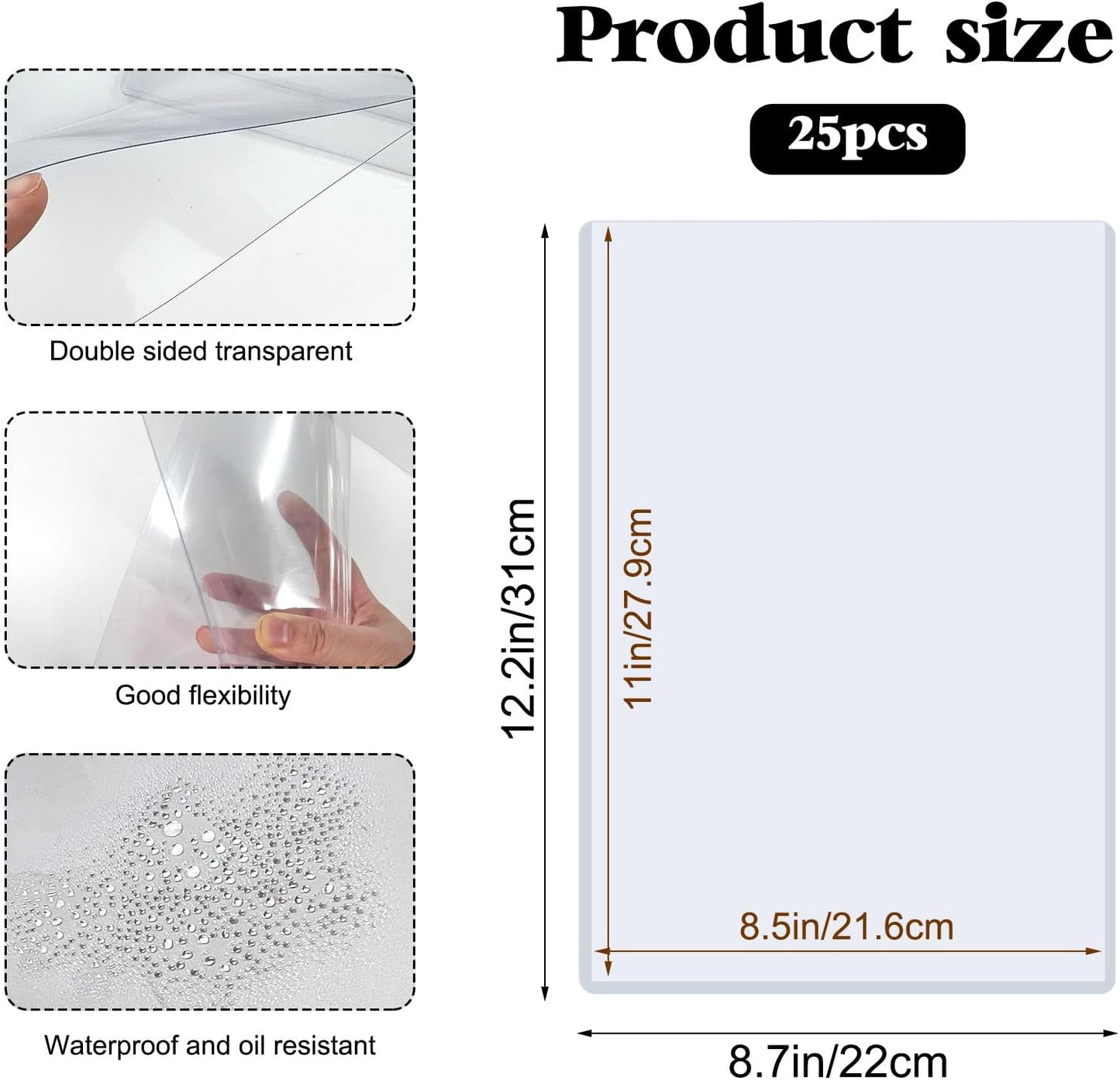8.5" x 11" Hard Plastic Sheet Protectors, Rigid Clear Waterproof Protectors, Paper Sleeves Photo Plastic Sleeves (14 Pack)