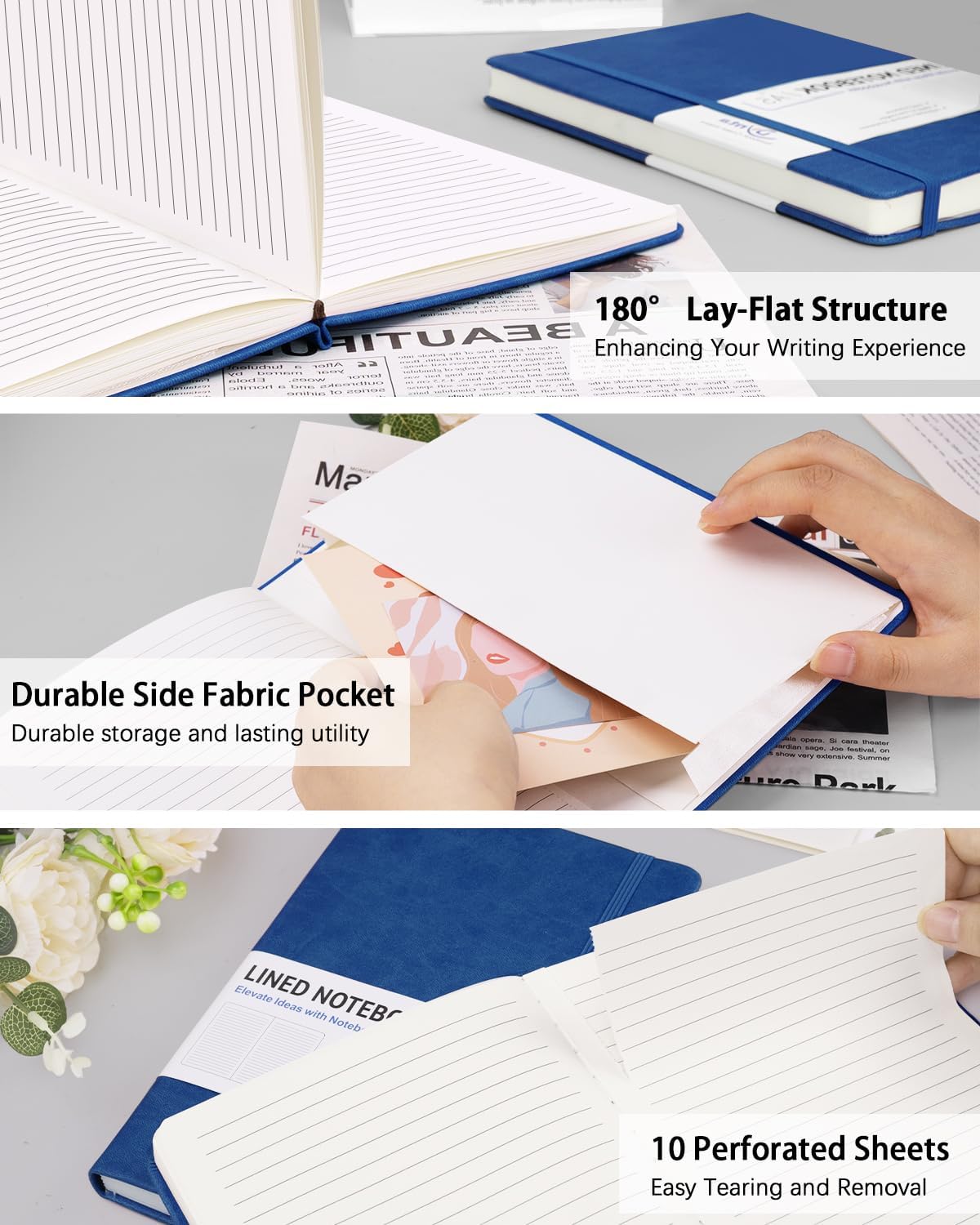 Dynta Hardcover Journal Notebooks, 10 Packs A5 Lined Journals Bulk for Writing 200 Pages/100Sheets, 8.4 x 5.8 inch, 10 Colors Classic Ruled Notebook for Work/Travel/College/Note Taking