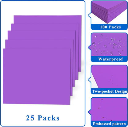 Zzrywuty 50 Packs Two Pocket File Folders with Business Card Slot,Textured Paper,Letter Size,Holds 100 Plus Sheets for School,Office,Business,Royal Blue