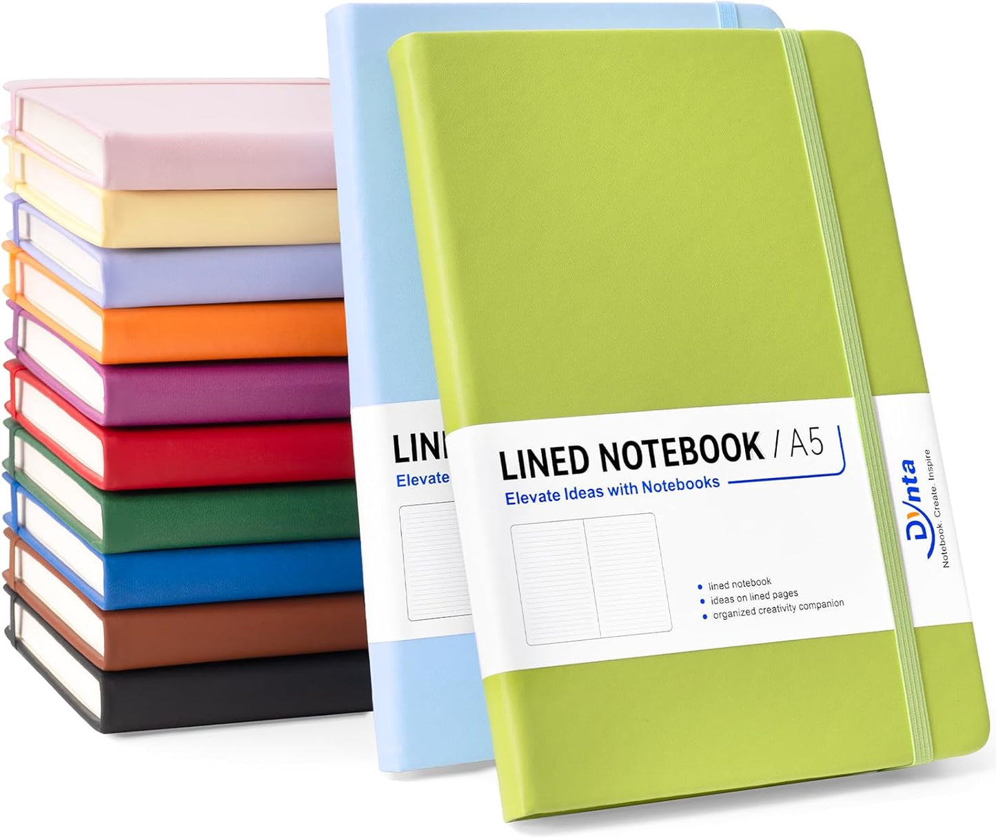 Dynta Blank Journal Notebooks for Women Men, 6 Packs A5 Hardcover Sketchbook, 200 Pages/100 Sheets Unlined Paper, 6 Colors, 5.8" x 8.4" Plain Journals bulk for Writing, Sketching, Drawing
