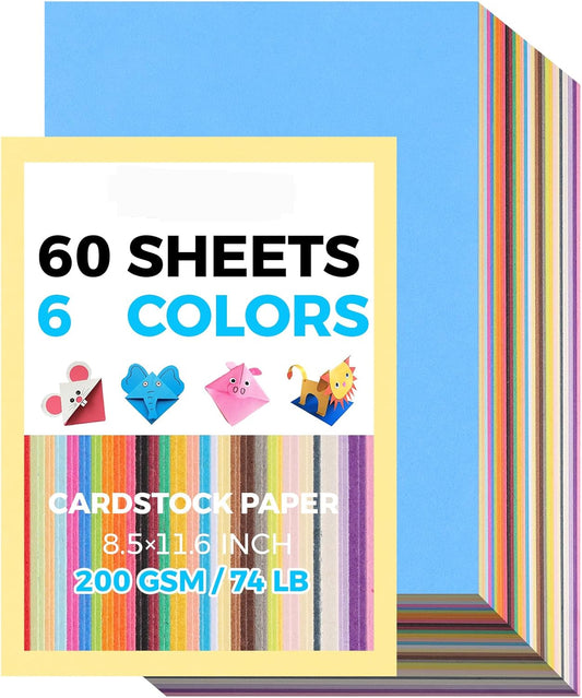 100 Sheets 8.5" X 11.6" Colored Cardstock, 200 GSM Card Stock 10 Assorted Colors Construction Paper Printer Paper for Printing, Kids School Supplies, Party Decorations, Card Making, DIY Crafts
