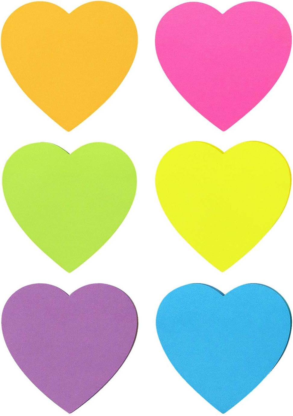SIMONA Heart Shape Sticky Notes 8 Color Bright Colorful Sticky Pad 75 Sheets/Pad Self-Sticky Note Pads